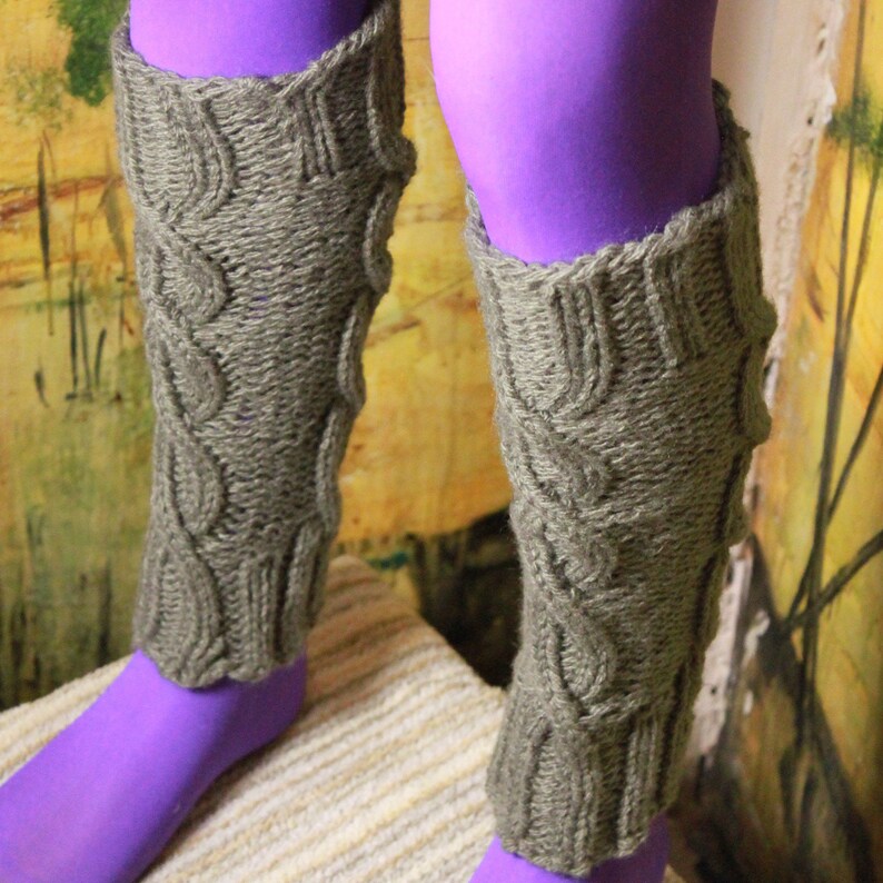 Hand knit plus size leg warmers Wool boho chunky socks