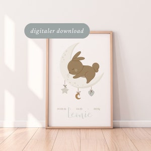 Poster Birth Rabbit Moon I Personalizable I Digital Download I Gift Birth