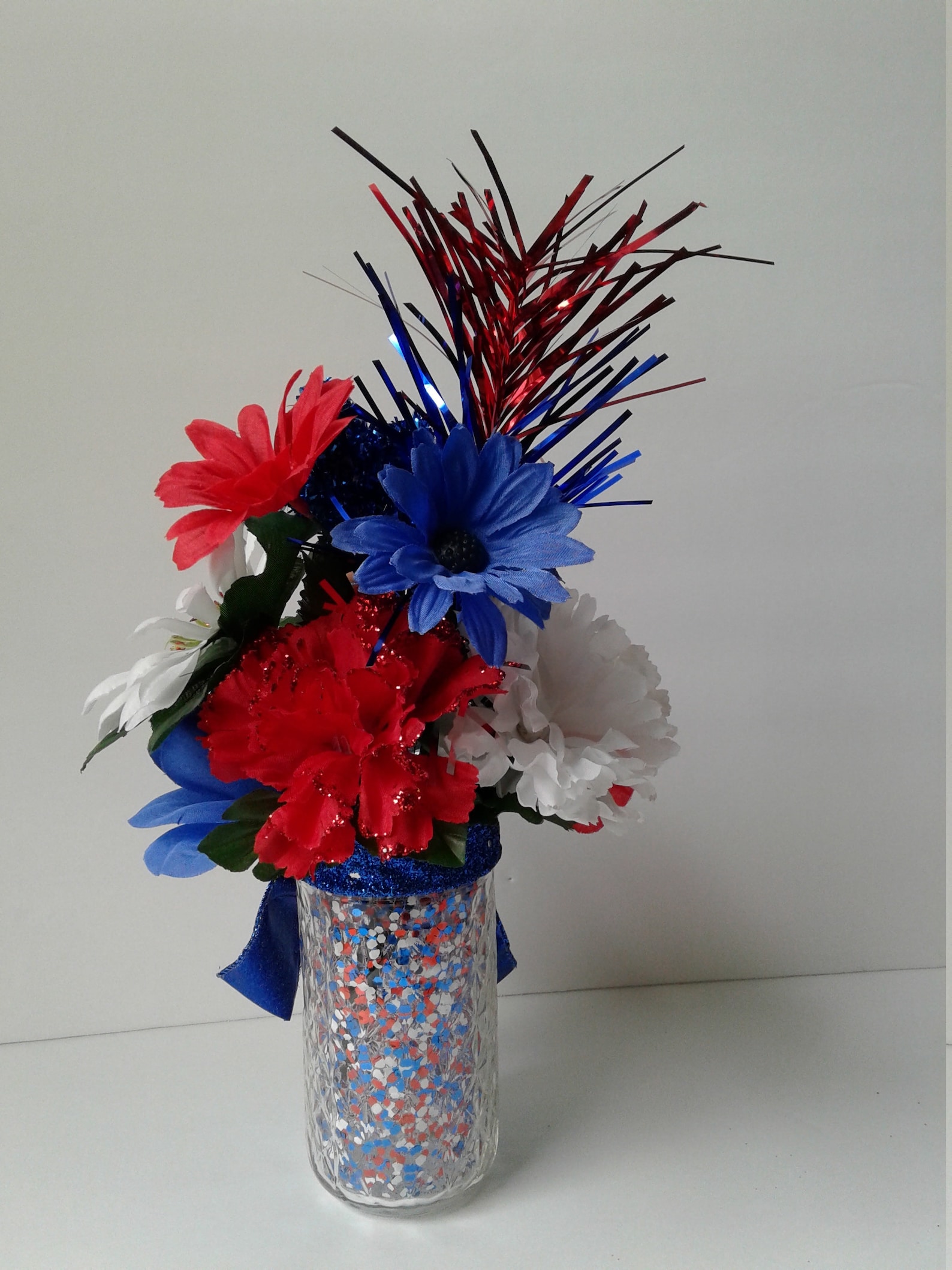 Silk Flower Bouquet Patriotic Flowers Red White Blue Wedding Flowers ...