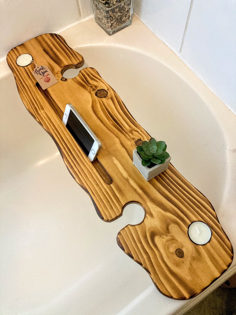 80cm Handmade Burnt Teak Live Edge Bath Board / Bath Shelf Etsy