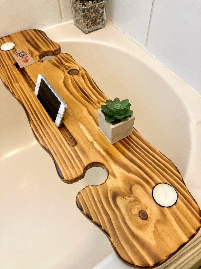 80cm Handmade Burnt Teak Live Edge Bath Board / Bath Shelf Etsy