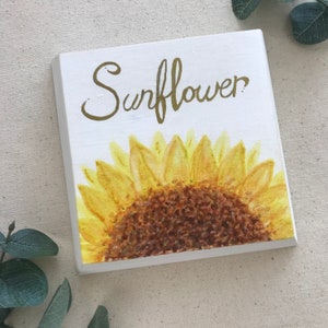 Sunflower Wood Sign, Floral Painted Wall Decor