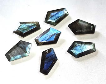 Blue Labradorite 19x11 mm Step Cut Coffin, 10 pcs Pack, Coffin Shape Labradorite ,Gemstone, Flatback Gemstones Used For Jewelry Making