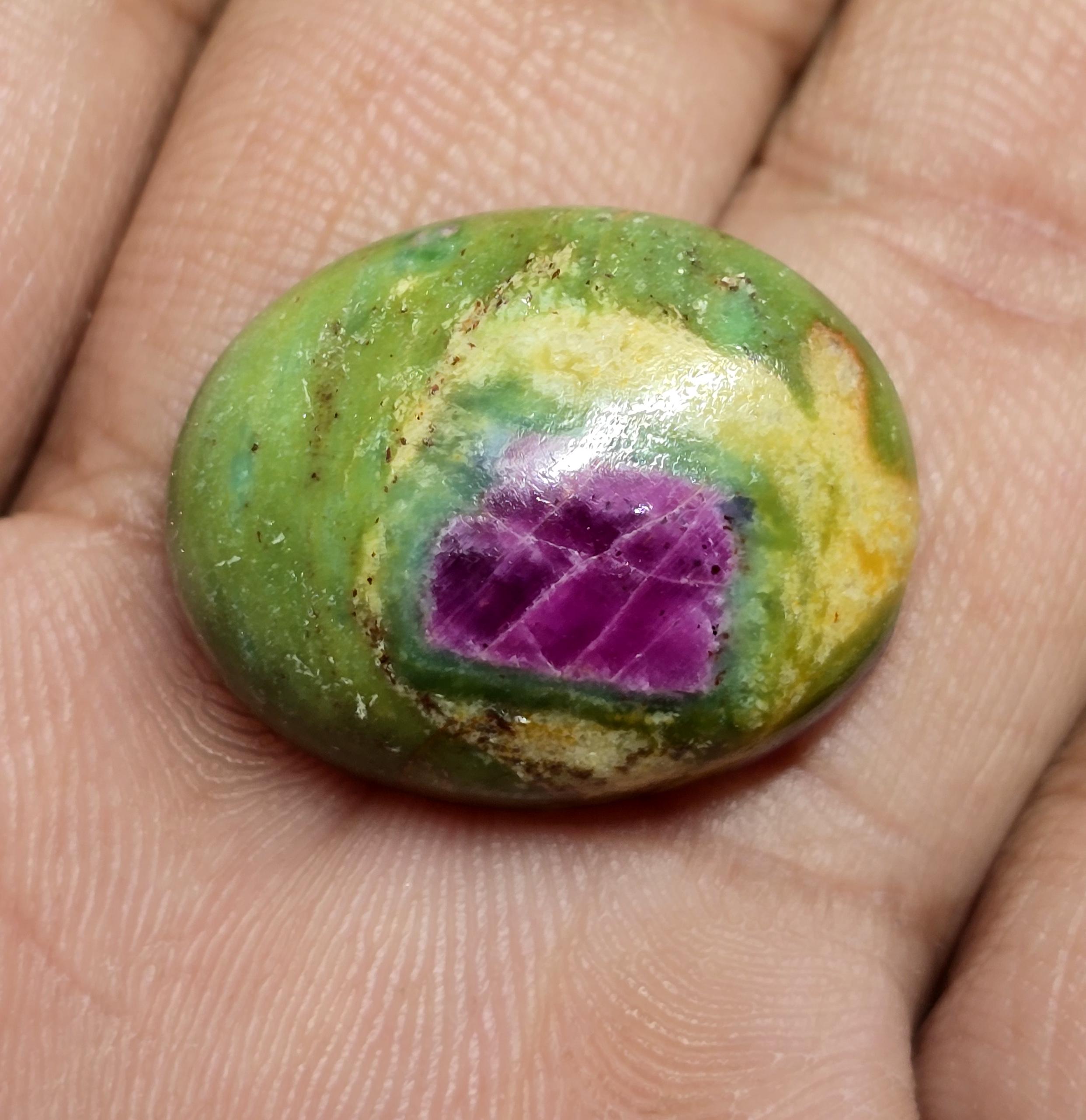 100% Natural Ruby Fuchsite Oval Shape Cabochon Loose Gemstone For Making Jewelry- Wholesale Gemstone, Polished Gemstone- 27x22x10 MM