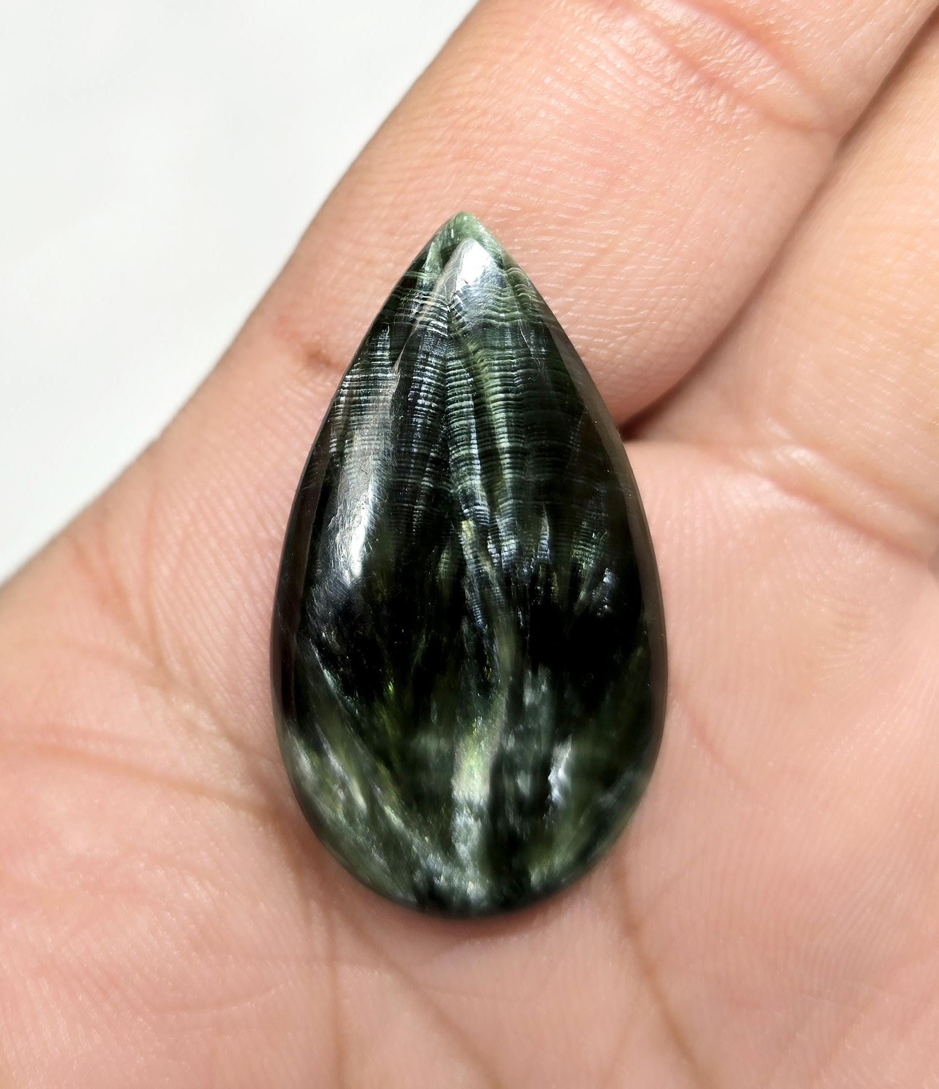Seraphinite Crystal, Seraphinite Pear, Seraphinite Crystals, Polished Seraphinite, Seraphinite Stone Seraphinite Tumble, Wholesale-23x41 MM