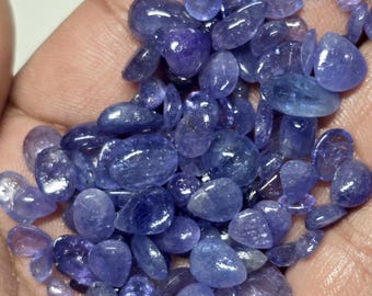 Lot of 25 Pieces Natural Tanzanite Flat Back Loose Cabochon Gemstone, Tanzanite Free Size Hand Polish Loose Stone For Jewelry 8MM To 8x12MM