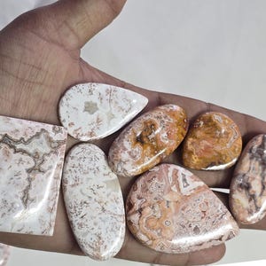 Cabochons en jaspe Rosita : lot de pierres précieuses de différentes formes pour bijoux DIY