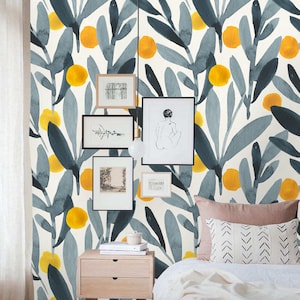 Removable Wallpaper, Peel and Stick Floral Mural, Self Adhesive Watercolor Wallpaper