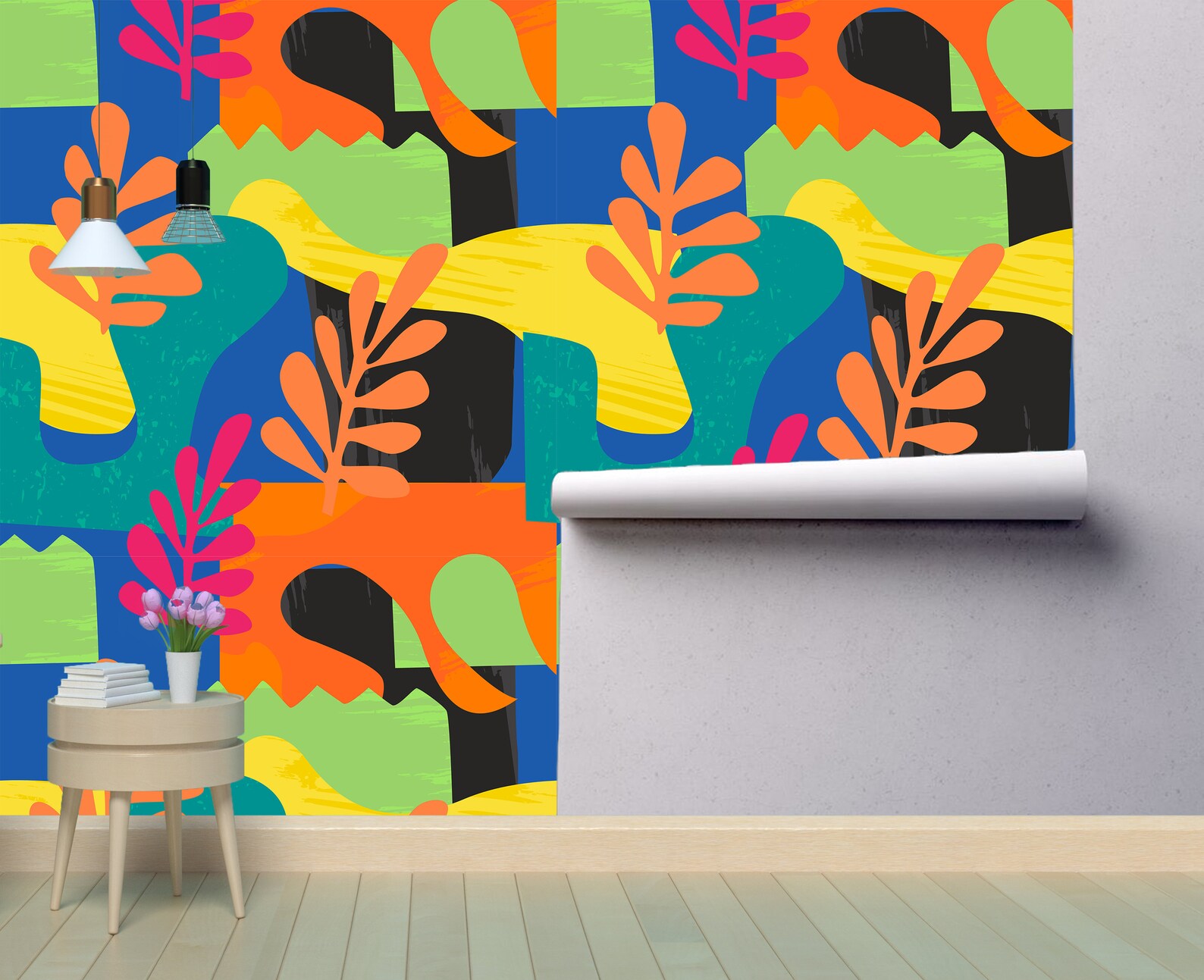 Colorful Abstract Removable Wallpaper Mural Tropical Peel & Etsy