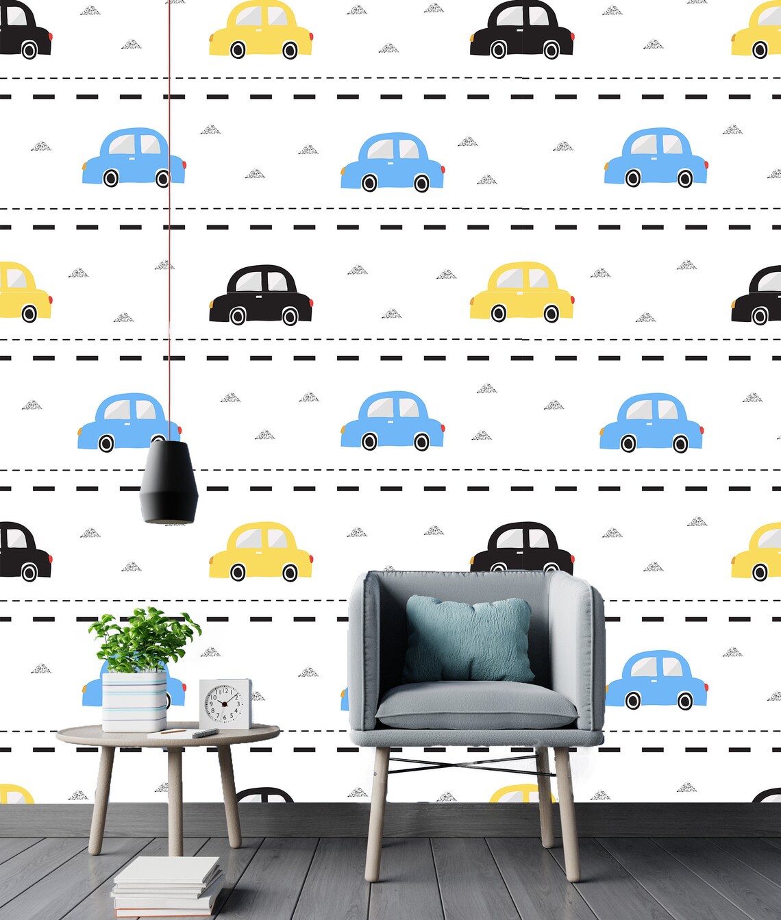 Hand Drawn Cars Removable Wallpaper Mural Peel & Stick or | Etsy