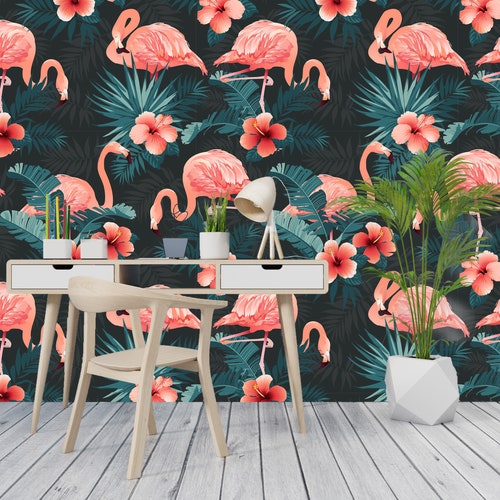 Tropical Mural Wallpaper Peel & Stick Removable Leaves - Etsy