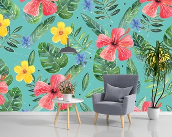 Watercolor Removable Wallpaper Mural * Floral Peel & Stick or Pre-Pasted Wallpaper * Repositionable Self Adhesive * Easy to Apply!