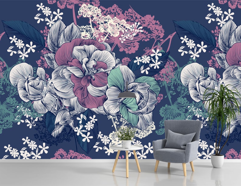 Floral Peel /& Stick or Pre-Pasted Wallpaper Removable Wallpaper Mural Floral Pattern Self Adhesive Easy to Apply!