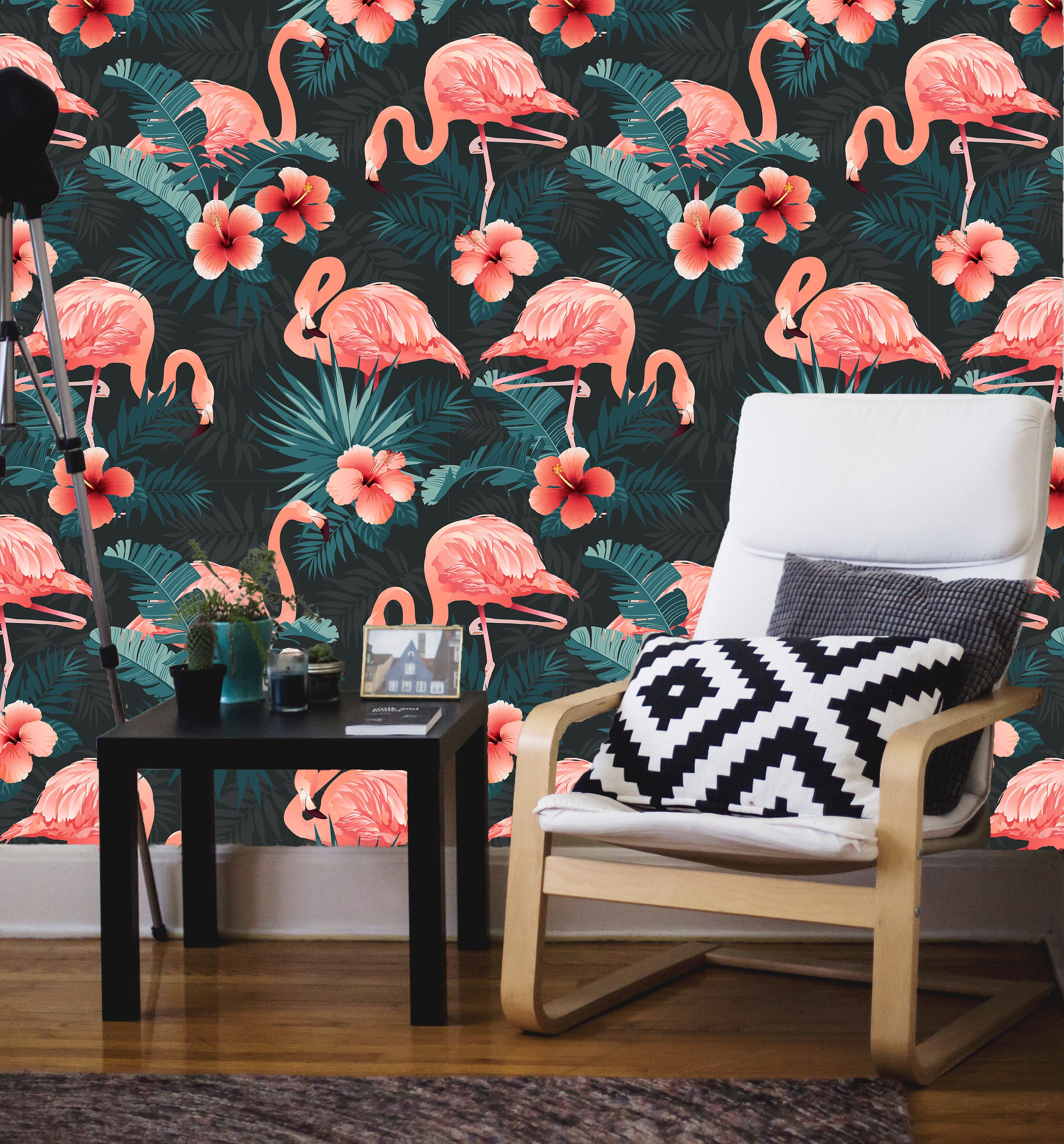 Pink Flamingo Removable Wallpaper Mural Floral Peel & Stick - Etsy