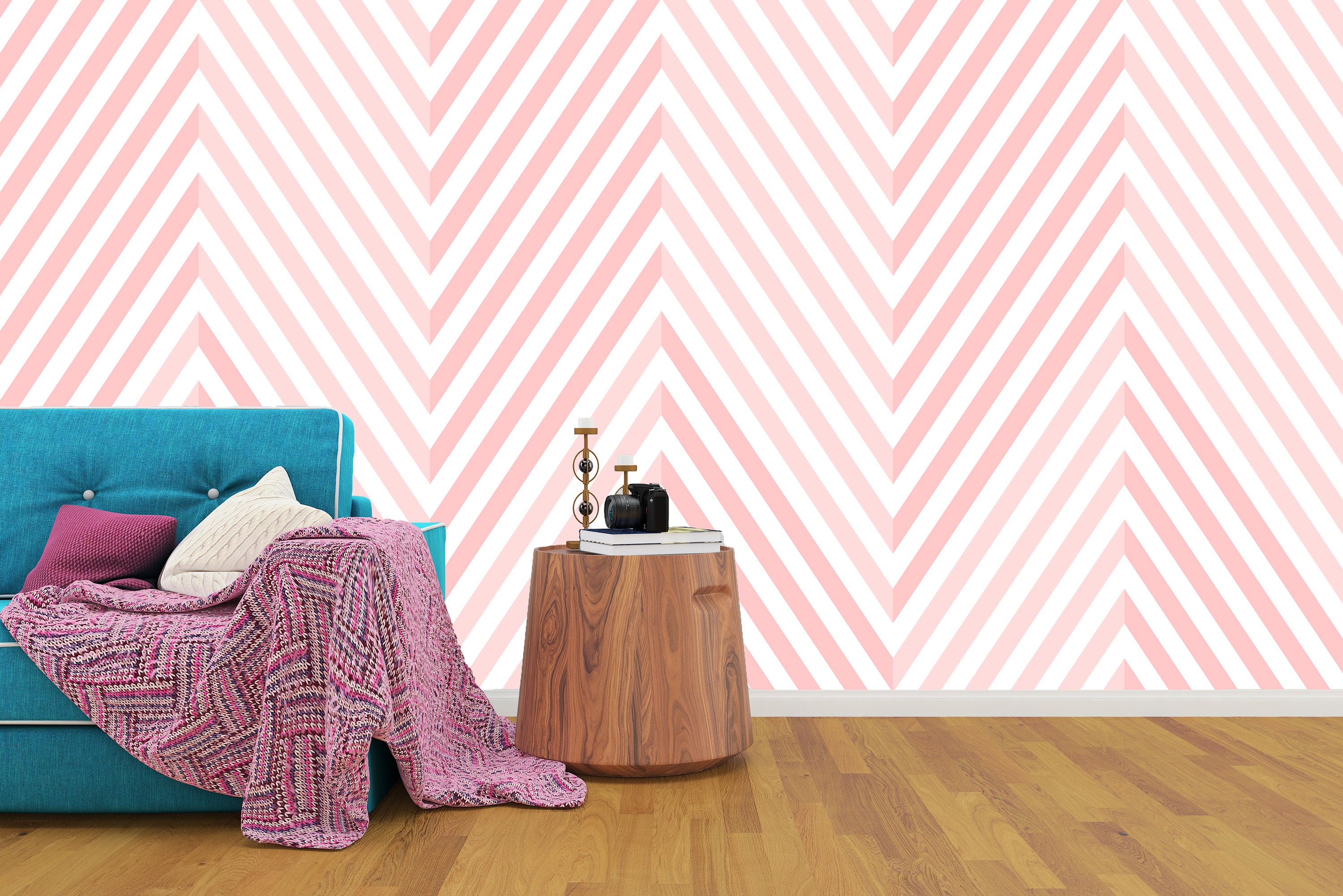 Pink Geometric Removable Wallpaper Mural Peel & Stick or Etsy