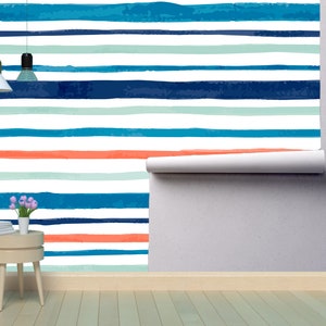 Watercolor Strips Removable Wallpaper Mural * Peel & Stick or Pre-Pasted Wallpaper * Repositionable Self Adhesive * Easy to Apply!