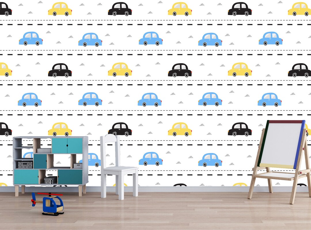 Hand Drawn Cars Removable Wallpaper Mural Peel & Stick or - Etsy