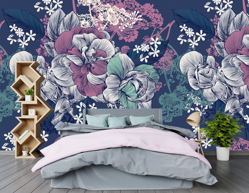 Floral Peel /& Stick or Pre-Pasted Wallpaper Removable Wallpaper Mural Floral Pattern Self Adhesive Easy to Apply!