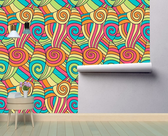 Colorful Abstract Removable Wallpaper Mural Color Waves Peel | Etsy