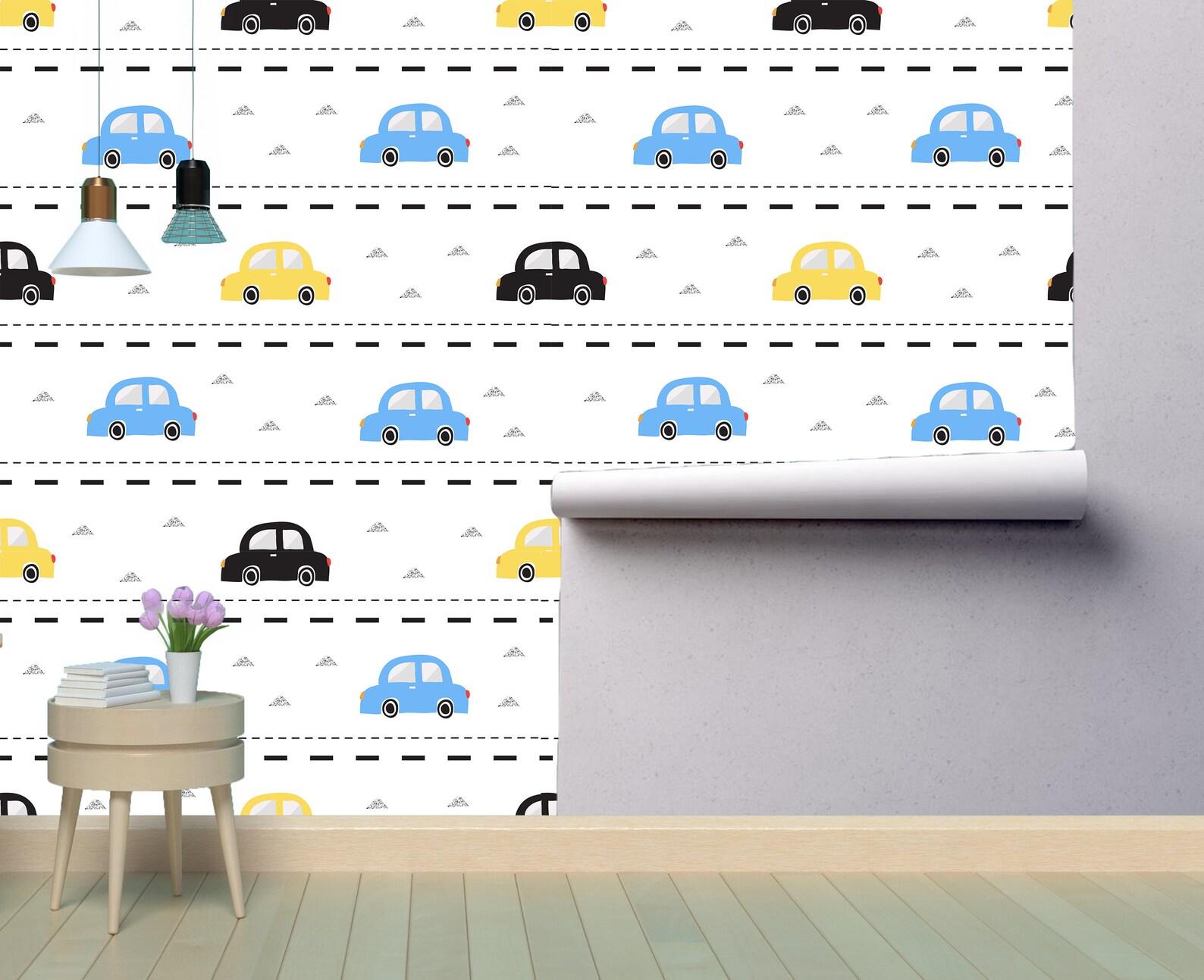 Hand Drawn Cars Removable Wallpaper Mural Peel & Stick or | Etsy