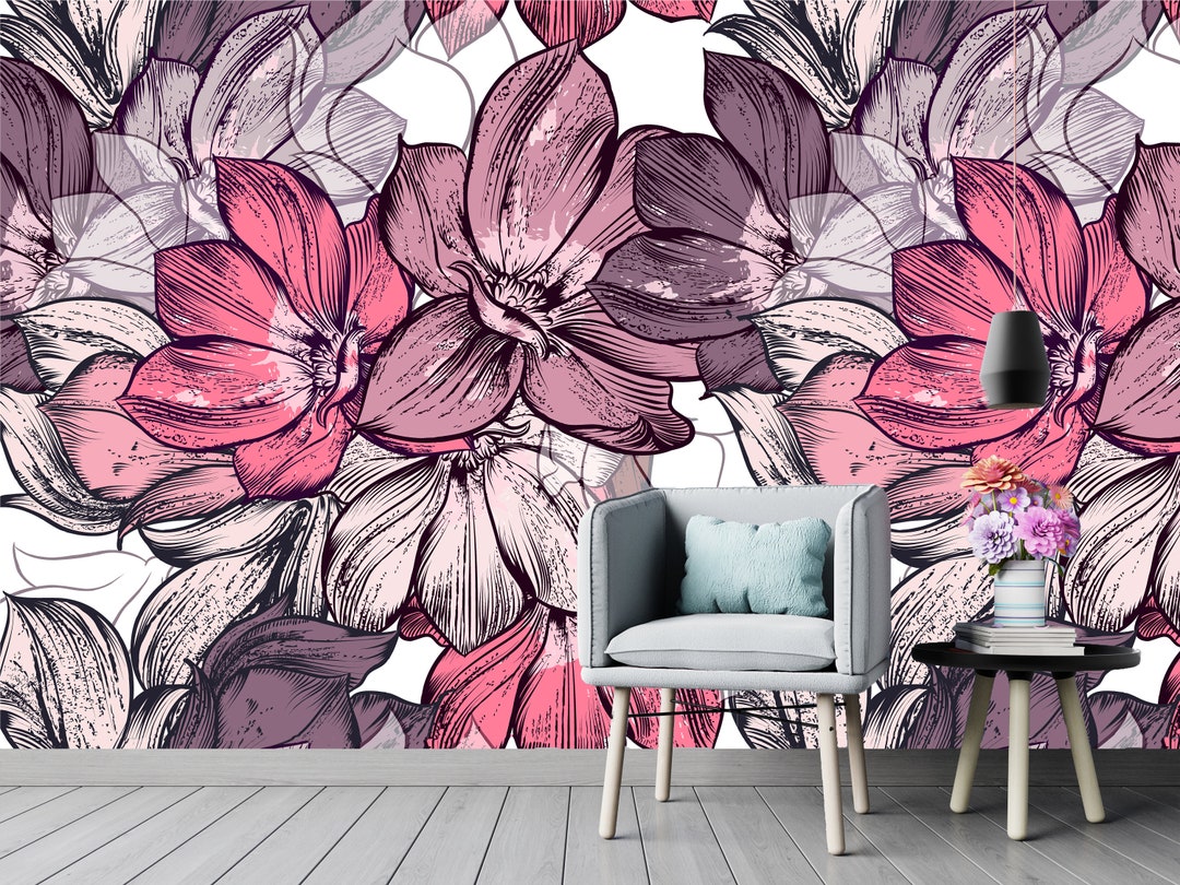 Watercolor Flowers Removable Mural Floral Peel & Stick or Pre-pasted ...