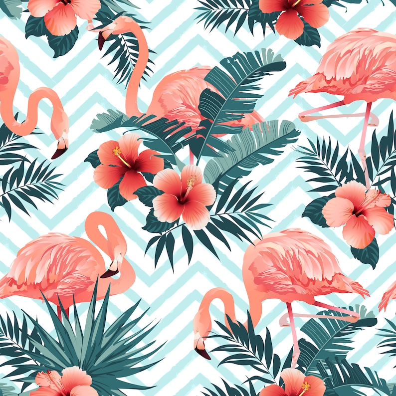 Flamingo Removable Wallpaper Mural Tropical Peel & Stick or Etsy
