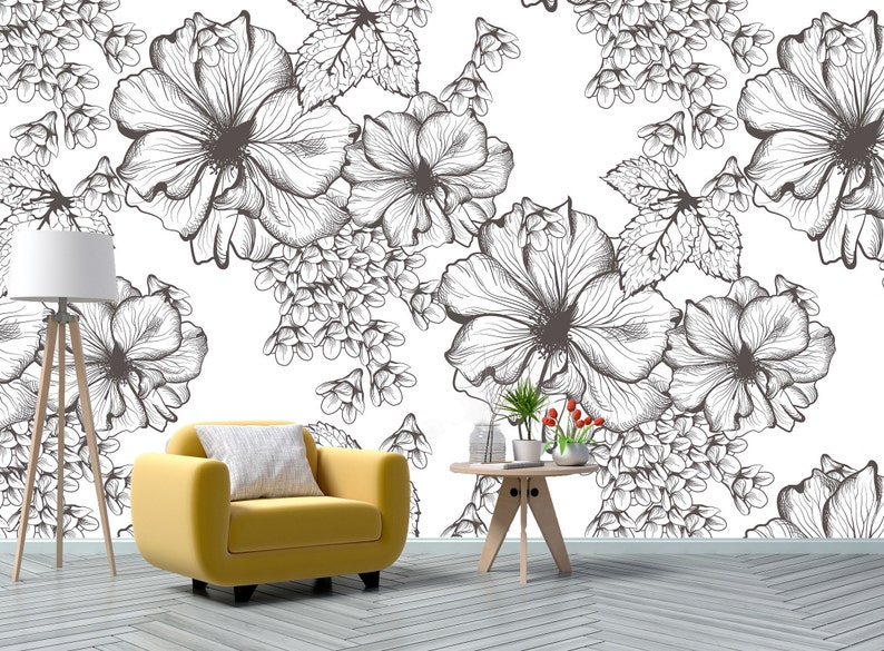 Easy to Apply Floral Peel /& Stick or Pre-Pasted Wallpaper Self Adhesive Removable Wallpaper Mural