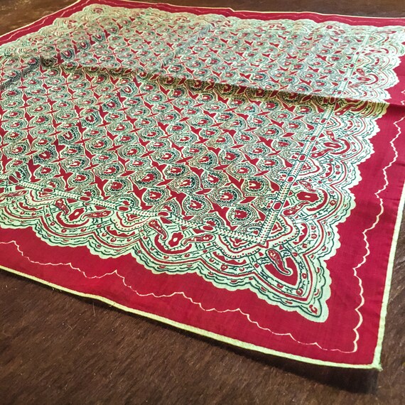 1880's 1890's Vintage Turkey Red Antique Bandana E