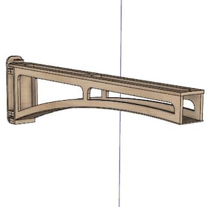 Peut inclure: Un support d'étagère en bois brun clair avec un support incurvé et une étagère rectangulaire. Le support a un design décoratif et convient pour soutenir des étagères. Le support mesure environ 51 cm de long.