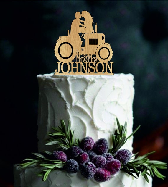 Tractor Wedding Cake Topper Bride And Groom Wedding Cake Etsy