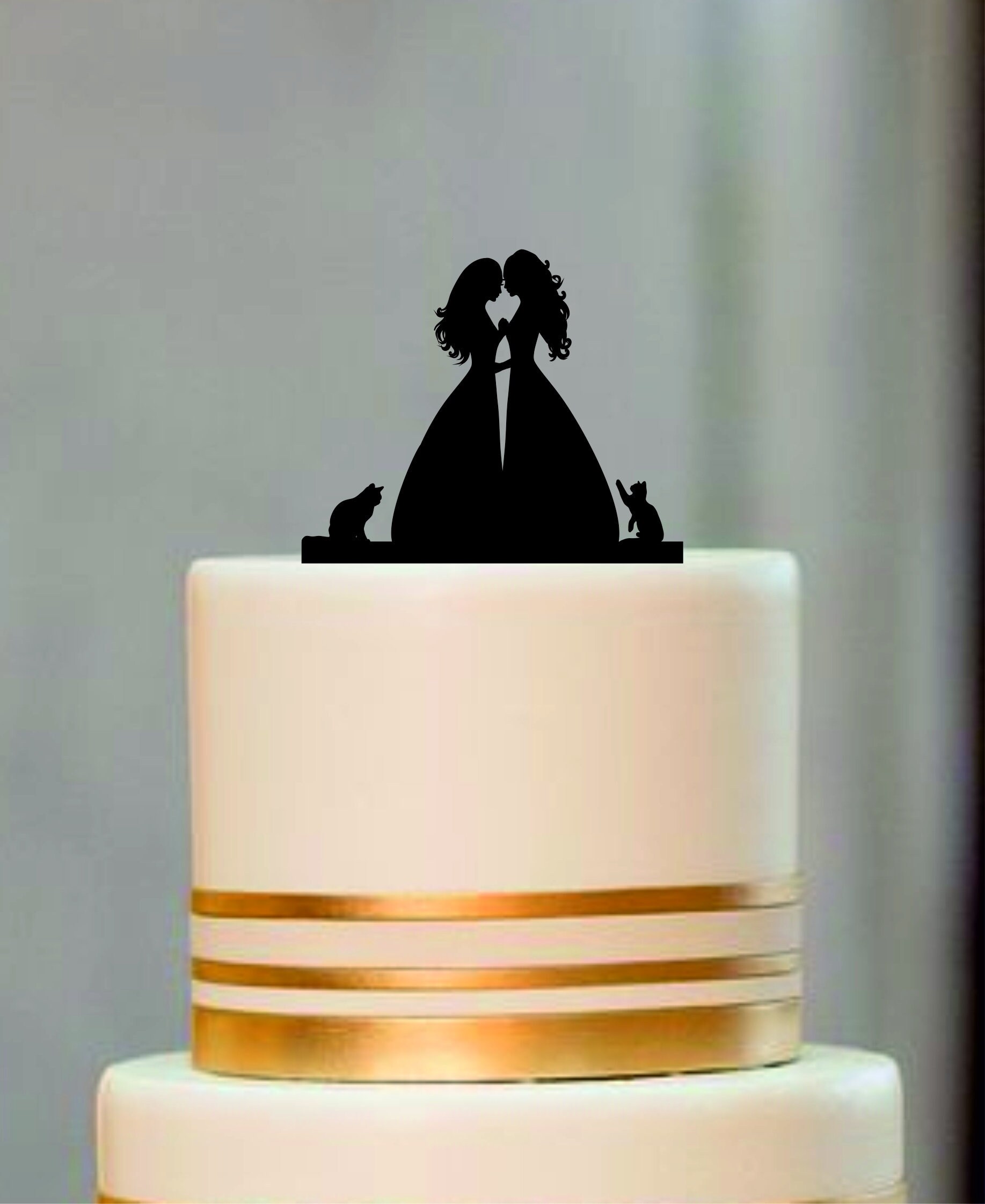 Lesbian Silhouette With A Two Cat Lesbian Wedding Cake Etsy