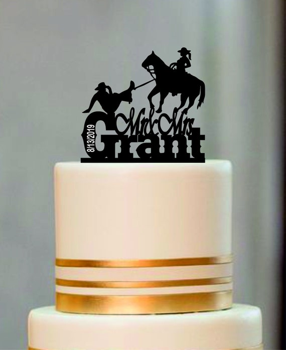 Country Wedding Cake Topper Cowboy Topper Bride And Groom Etsy