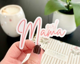 Girl Mama Waterproof Sticker | Pink Minimalist Vinyl Decal for Kindle, Phone, Laptop, Waterbottle | Gift for Mom