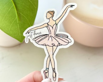 Pink Ballerina Sparkly Waterproof Sticker | Vinyl Decal for Kindle, Laptop, Phone, Waterbottle | Gift for Dancer