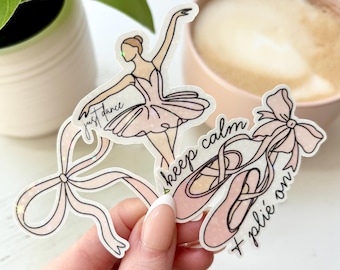 Mini Ballerina Bundle | Sticker Pack of 3 Sparkly Waterproof Stickers | Vinyl Decal for Kindle, Laptop, Phone, Waterbottle | Gift for Dancer