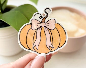Cute Pumpkin Waterproof Sticker | Vinyl Decal for Kindle, Laptop, Water Bottle, Phone | Gift for Pumpkin Spice Lover