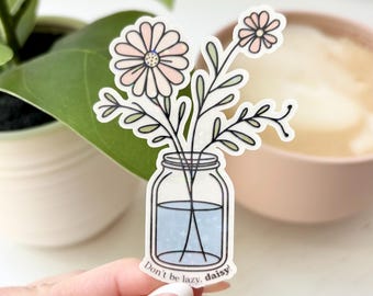 Lazy Daisy Mason Jar Flowers Sparkly Waterproof Sticker | Vinyl Decal for Kindle, Laptop, Phone, Waterbottle | Gift for Dancer