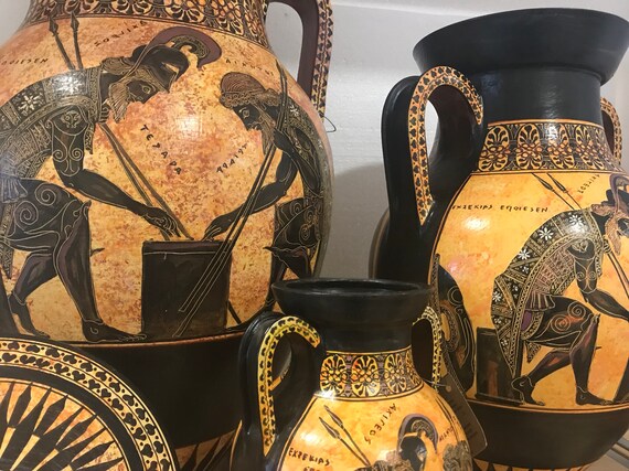 Greek Ancient Terracotta Jar Exekias Amphora Etsy