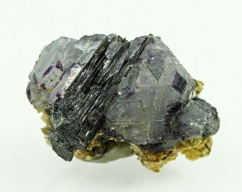 Purple phantom Fluorite Crystals with Tourmaline Schorl - Erongo region, Namibia -