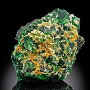Emerald Green Fluorite with Muscovite on Tourmaline Schorl  - Erongo region, Namibia -