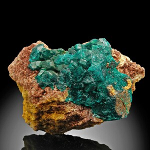 Dioptase - RD CONGO - Minéraux africains, dioptase vert émeraude, souvenir, collection de roches