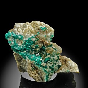 Dioptase - RD CONGO - Minéraux africains, dioptase vert émeraude, souvenir, collection de roches