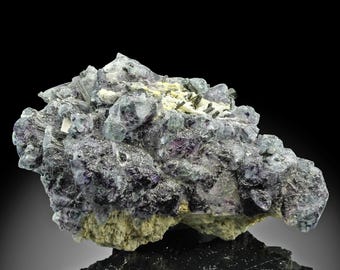 Purple phantom Fluorite Crystals with Tourmaline Schorl - Erongo region, Namibia -