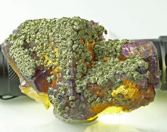 Bicolor Rainbow Fluorite with Chalcopyrite – Bergmännisch Glück Mine Germany