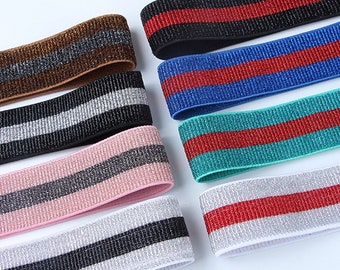 1 inch/1.5 inch/2 inch Elastic band，Rainbow color，Color wide elastic oak tendons，A skirt belt，Garment accessories -1YARD