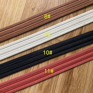 May include: Four different types of elastic trim with three rows of stitching. The trim is labeled 8#, 9#, 10#, and 11#.