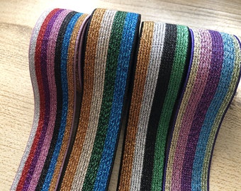 1 inch (25mm) Elastic band，Color wide elastic oak tendons，Stripe，A skirt belt，Garment accessories -1YARD