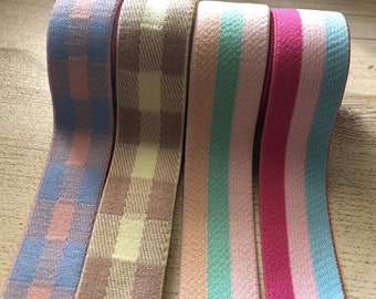 1 inch (25mm) Elastic band，Color wide elastic oak tendons，Stripe，A skirt belt，Garment accessories -1YARD