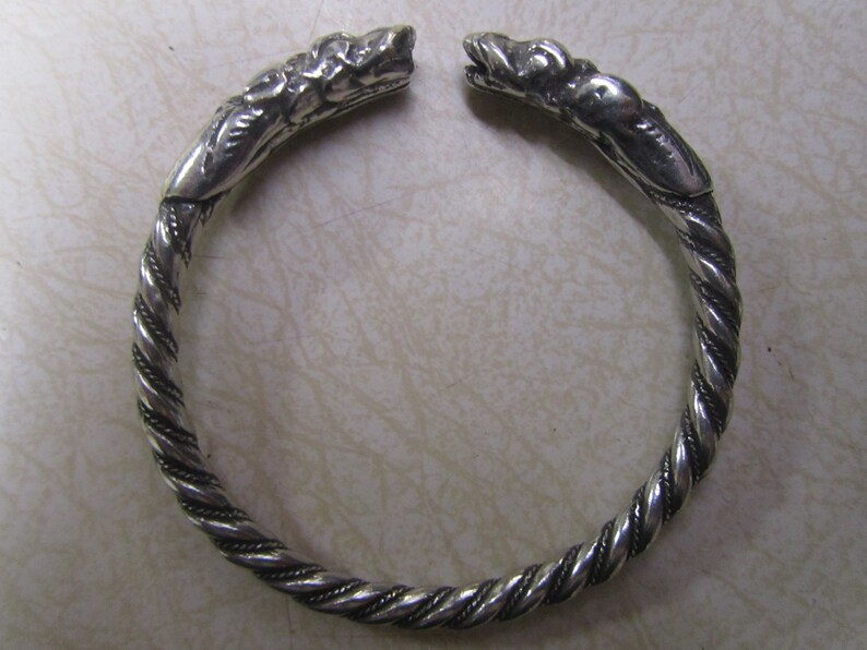 Chinese Dragon Head-PewterFantasyPaganSilverBuddistBraceletJewelry