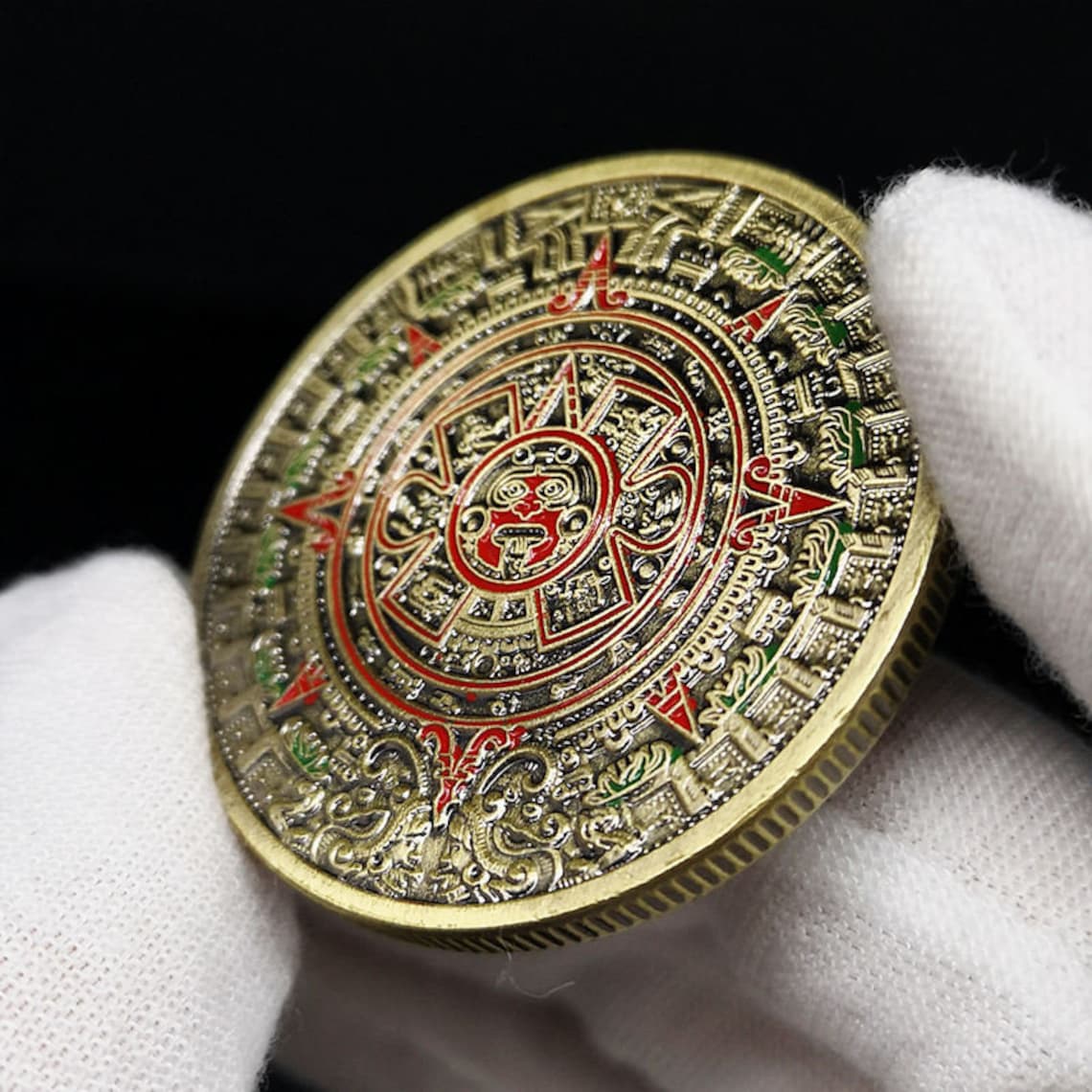 Aztec Calendar Gold/silver Precolumbian Mexico Natives Etsy